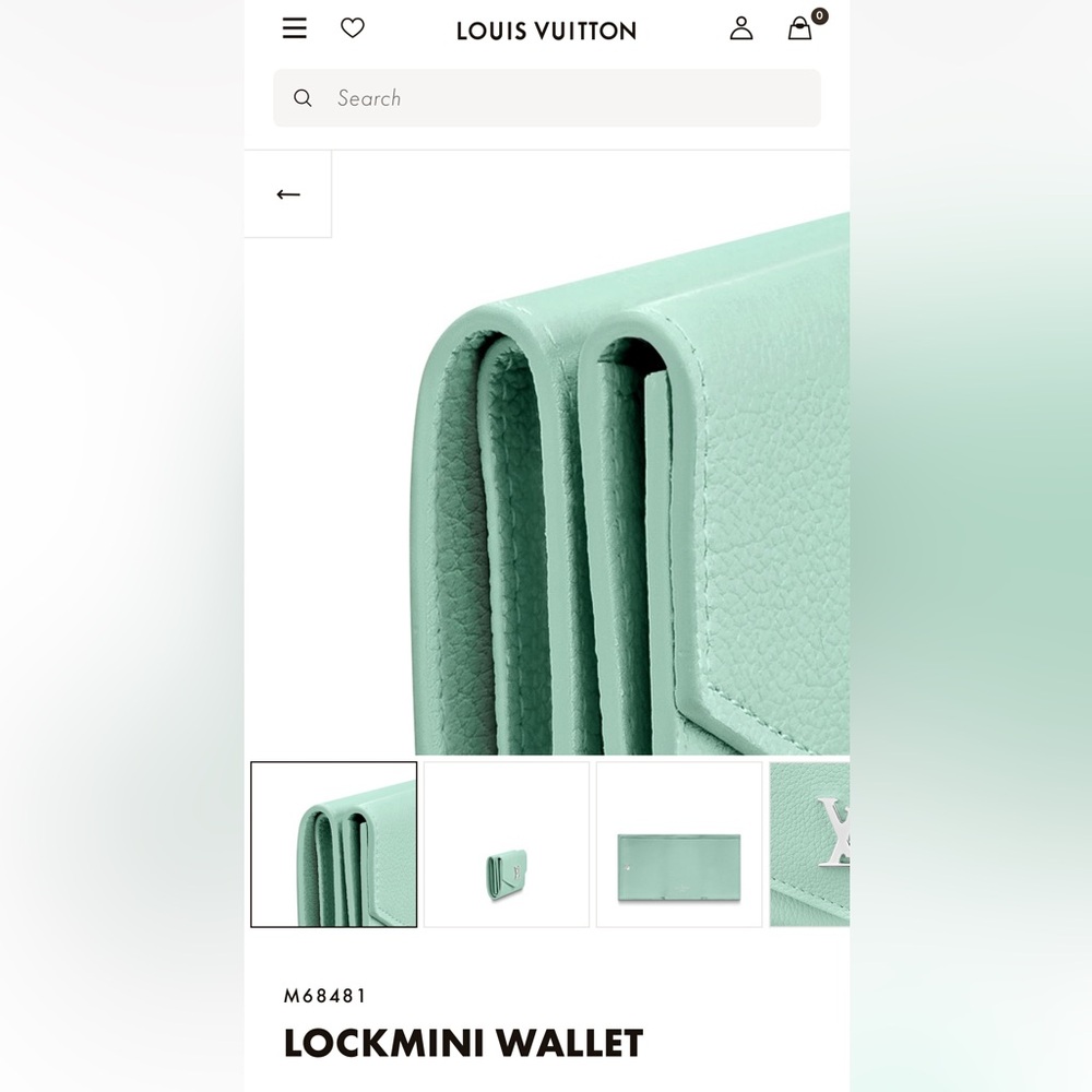 Louis Vuitton LockMini Wallet Mint Green Calf Leather Silver LV Hardware M68481 - Picture 13 of 16
